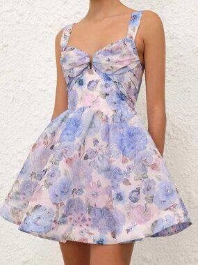 Zimmerman Floral Corset Short Mini Linen Dress